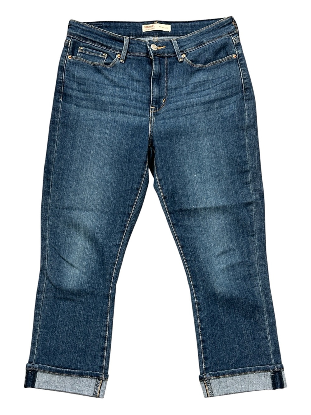 Signature by Levi Strauss Dark Blue Mid-Rise Capri Jeans